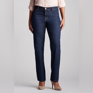 Lee Womens Dark Wash Relaxed Fit Midrise Straight Leg Jeans Irregular Size 6